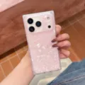 Funda de teléfono cuadrada de mármol rosa con protección, textura de concha para Apple iPhone. - iPhone 17 Pro Max / Concha Rosa - Cuadrado