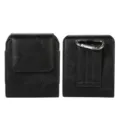 Étui de sac banane en cuir noir pour téléphone pliable avec clip de ceinture et mousqueton - 10x8.5x2.5cm / Noir