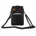 Borsa a tracolla universale nera in pelle per cellulare con cinghia e tasca dettaglio. - Nero