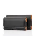 Moderna funda de teléfono móvil vertical de cuero negro riñonera de cinturón para hombres negocios - Para 7P/6P/8P / Cuero Liso (Negro)