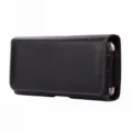 Men black PU leather phone holster belt pouch universal vertical phone case with belt loop - Horizontal Black