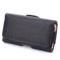Zwarte litchi patroon lederen telefoon holster horizontale taille pouch gedetailleerd weergave - 3.5 Inch Compatibel / Zwart