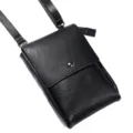 Black vertical leather phone crossbody bag with adjustable strap and snap button. - Black / Universal Within 7.1 Inches