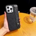 Coque de téléphone effet peau de serpent avec dragonne et support pour iPhone 16 Pro Max - Support Dragonne / iPhone 16 / Noir