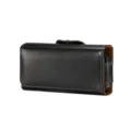 Men black leather phone holster horizontal waist pouch for mobile phone, durable belt clip case. - 3.0 Inch / Black
