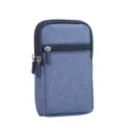 Universal canvas zippered phone pouch detail view, multi-pocket waist bag design for daily use. - Blue / Universal 6.5 Inch (And Below)