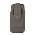 Holster de teléfono vertical de cuero PU gris con ranura para tarjetas detalle de botón - Gris