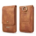 DG.MING Grande Étui Ceinture Téléphone 6,5 Pouces en Cuir Pochette de Taille pour iPhone - L / Marron