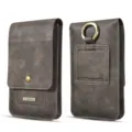 Étui de téléphone universel 6.5 pouces en cuir double couche pochette de ceinture avec anneau. - L / Gris