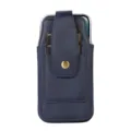 Funda de teléfono vertical de piel PU con tarjetero y presilla para cinturón smartphone - Azul marino