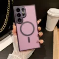 Magnetic frosted phone case detail view, compatible with Samsung Ultra series, matte finish. - Dark Purple / S26 Ultra