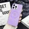 Funda de teléfono MagSafe con concha brillante violeta para iPhone, cubierta protectora elegante. - iPhone 17 / Morado (Magnético)