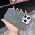 Glitter magnetic phone case with IMD film for iPhone, stylish silver glitter design. - For iPhone 17 / Gray