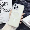 Funda de teléfono magnética con textura de concha brillante para iPhone, transparente con anillo. - iPhone 17 / Transparante (Magnético)