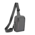 Graue Nylon Oxford Umhängetasche Handy Brusttasche Detailansicht, Freizeittasche. - Grau
