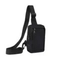 Schwarze Nylon Umhängetasche Handy Tasche Brusttasche für Herren Damen Outdoor Freizeit - Schwarz