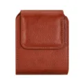 Brown leather foldable phone waist bag with magnetic closure and belt loop for smart phones. - 10*8*2.5cm / Brown