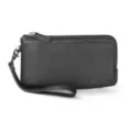 Genuine leather wristlet zipper wallet black phone pouch portable clutch bag detail view - Universal 4.7 Inch / Black