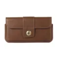 Pochette de téléphone horizontale en cuir marron pour homme étui ceinture détail produit - Marron
