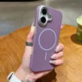 Purple magnetic phone case for iPhone, ultra-thin PC protective cover with lens protection. - Purple / iPhone17