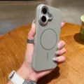 MagSafe compatible slim magnetic protective phone case with camera lens protection. - Titanium Gray
