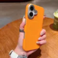 Orange magnetic phone case compatible with iPhone, ultra-thin protective cover variant. - Orange
