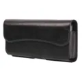 Black horizontal PU leather phone holster, flip waist bag for large smartphones detail view. - Universal 6.1 Inch (16cmx2cmx7.5cm) / Black