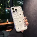 Clear Magnetic Phone Case with White Floral Pattern Anti-Drop Protective Cover for iPhone - White / iPhone17