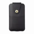 Custodia protettiva per telefono in vera pelle nera con bottone a pressione per smartphone - 4.7 Pollici / Nero