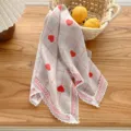 Vintage red heart grid print triangle headscarf with delicate white lace trim for women. - Red Plaid Heart