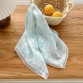 Blue floral lace triangular headscarf, stylish women's hair accessory for spring and summer. - Oil Painting Rose Blue and White