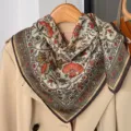 Pañuelo cuadrado floral vintage para mujer, pañuelo de verano ligero y chal de estilo campestre. - 1-Pintura al Óleo Floral - Morado