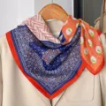 Retro paisley patchwork square silk scarf for women, elegant 70cm neckerchief accessory. - Palace Paisley Grid