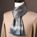 Men's Silk Scarf Gray Paisley Necktie Elegant Business Neck Scarf Gentleman Accessory - Two-Tone Paisley - Gray