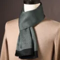 Luxury silk scarf for men, geometric pattern, elegant business accessory for spring and autumn. - Perfect Match - Army Green