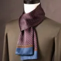 Pañuelo de seda para hombre lujo seda moral bufanda larga cuello estilo negocio - Lunares Legendarios - Rojo Vino