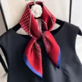 Red Polka Dot Silk Square Scarf Stylish Paisley Neck Scarf Elegant Women Bandana Silk - Red Blue Square Polka Dot