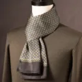 Men's luxury silk scarf geometric print long neckerchief business casual autumn winter gift - Legendary Polka Dot - Coffee