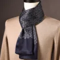 Luxury men's silk scarf with classic paisley pattern, elegant dark blue necktie for business. - Floral Paisley - Blue