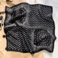 Black and white silk square scarf with classic paisley and polka dot patchwork design. - Black Polka Dot Paisley