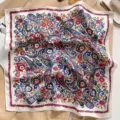 Luxury silk square scarf with vintage paisley and floral print for women fashion accessories. - White Floral Paisley