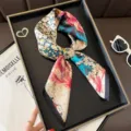 Women silk square scarf 70cm artistic print elegant neckerchief for spring autumn fashion. - Oil Painting Peony