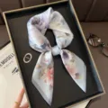 Elegant floral silk square scarf for women, lightweight spring and autumn fashion accessory. - Ice Blue Floral