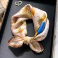 Silk square scarf for women Chinese style floral print mulberry silk neckerchief elegant - Vintage Butterfly Peony
