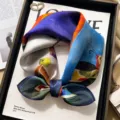 Colorful art print mulberry silk square scarf, stylish versatile small neckerchief for women. - Long Nose Astro Boy