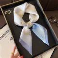 Gradient silk square scarf for women, elegant floral print neckerchief for spring and autumn. - Fantasy Lotus Pond