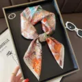 Luxury silk twilly scarf for women, elegant printed square neck scarf accessory. - Brazil Jungle - Pink