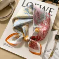 Silk small square scarf with colorful vintage floral print, elegant neckerchief for women. - Psychedelic Forest