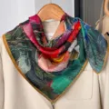 Silk small square scarf 70cm art oil painting print colorful women neckerchief for shirt styling - 13-Colorful Oil Painting Floral