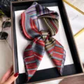 Colorful striped silk square scarf for women, elegant fashion neckerchief for spring and autumn. - Maze Stripes